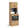 SoBuy FSB98-E-WG, Küchen-Sideboard mit 2 Steckdosen und 2 USB-Anschlüssen 60 x 40 x 170 cm | Mikrowellenküchenschrank mit Kaffeeecke, ausgestattet mit magnetischer Lampe mit Sensor, aus PB und MDF (E1)