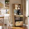 SoBuy FSB98-E-WG, Küchen-Sideboard mit 2 Steckdosen und 2 USB-Anschlüssen 60 x 40 x 170 cm | Mikrowellenküchenschrank mit Kaffeeecke, ausgestattet mit magnetischer Lampe mit Sensor, aus PB und MDF (E1)