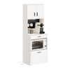 SoBuy FSB98-E-WG, Küchen-Sideboard mit 2 Steckdosen und 2 USB-Anschlüssen 60 x 40 x 170 cm | Mikrowellenküchenschrank mit Kaffeeecke, ausgestattet mit magnetischer Lampe mit Sensor, aus PB und MDF (E1)