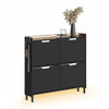 SoBuy FSR100-W Schlankes, platzsparendes Schuhregal für den Eingangsbereich, Schuhregal mit 4 verstellbaren Holzklappentüren, Kleiderschrank, hohes und schmales Schuhregal für den Flur, 100 x 19 x 91 cm, Weiß