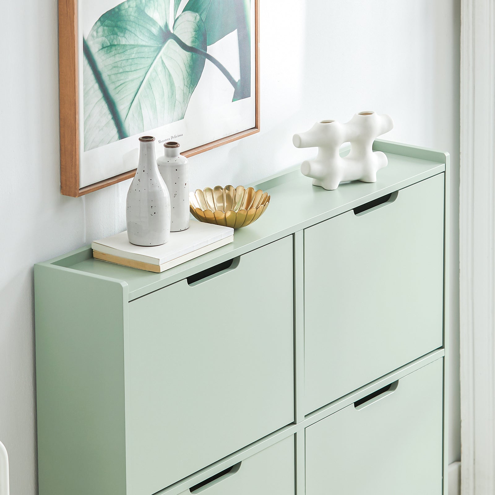 Scarpiera Slim Da Ingresso 100x19x90cm - 4 Ante Con 8 Ripiani - Salvaspazio Naturale - Foto 14