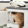 SoBuy Cuccia per gatti con ciotola per gatti in acciaio Inossidabile Panca con seduta Casetta per gatti Bianco 90x36x44cm FSR136-W