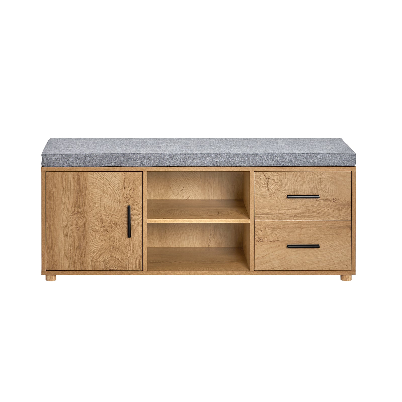 SoBuy Panca Scarpiera Con 2 Porte Scorrevoli - Grigio/Naturale 110x40x49 Cm | Mobile Ingresso Con Seduta - Foto 10