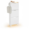 SoBuy FSR151-H-E-W Schlankes, platzsparendes Schuhregal, Schuhregal für den Eingangsbereich, Schuhregal aus Holz mit Sensor-LED-Licht und 19 cm Tiefe, für Eingang und Flur, für kleine Räume, weiß, 50 x 19 x 131 cm