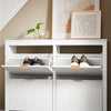 SoBuy FSR186-II-W, Scarpiera Slim Salvaspazio Bianca – Scarpiera Ingresso 4 Ante a Ribalta, Mobiletto Portascarpe Slim 8 Scomparti per Corridoio e Camera – MDF, 104x23x82cm