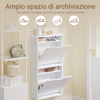 SoBuy FSR204-W Scarpiera Salvaspazio Slim Scarpiera Ingresso con 2 Ante Basculanti, Montaggio Verticale/Orizzontale, Mobile Legno Bianco Moderno per Corridoio Piccolo, 50x19x100cm