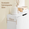 SoBuy FSR204-W Scarpiera Salvaspazio Slim Scarpiera Ingresso con 2 Ante Basculanti, Montaggio Verticale/Orizzontale, Mobile Legno Bianco Moderno per Corridoio Piccolo, 50x19x100cm
