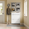 SoBuy FSR207-W, Scarpiera Salvaspazio Slim In Legno, Scarpiera Ingresso Moderna con 2 Ante a Ribalta e 1 Cassetto, Design Compatto per Spazi Ristetti, Facile da Pulire, Bianco, 80x19x107 cm