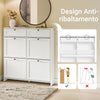 SoBuy FSR208-W, Scarpiera Salvaspazio Slim, Scarpiera In Legno Bianco, Mobile Ingresso con 4 Ante a Ribalta e 2 Cassetti, a 12 Paia di Scarpe, Con Protezione Antiribaltamento, 100x19x107cm