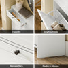SoBuy FSR208-W, Scarpiera Salvaspazio Slim, Scarpiera In Legno Bianco, Mobile Ingresso con 4 Ante a Ribalta e 2 Cassetti, a 12 Paia di Scarpe, Con Protezione Antiribaltamento, 100x19x107cm