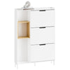 SoBuy FSR209-WN, Scarpiera Salvaspazio Slim Scarpiera Ingresso Mobile Ingresso, 3 Porte a Ribalta, Bianco e Bamboo, Per Donne, Spazio Salvaspazio per Ingressi e Corridoi, 90x19x129.5 cm