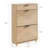 SoBuy FSR212-N, Schuhregal für den Eingangsbereich – platzsparendes, schlankes Schuhregal aus Holz, großes Fassungsvermögen für Schuhe bis Größe 47, modernes nordisches Design, ideal für Flur, Eingangsbereich, Familie, Holz, 60 x 24 x 95 cm