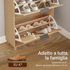 SoBuy FSR212-N, Schuhregal für den Eingangsbereich – platzsparendes, schlankes Schuhregal aus Holz, großes Fassungsvermögen für Schuhe bis Größe 47, modernes nordisches Design, ideal für Flur, Eingangsbereich, Familie, Holz, 60 x 24 x 95 cm