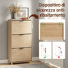 SoBuy FSR212-N, Schuhregal für den Eingangsbereich – platzsparendes, schlankes Schuhregal aus Holz, großes Fassungsvermögen für Schuhe bis Größe 47, modernes nordisches Design, ideal für Flur, Eingangsbereich, Familie, Holz, 60 x 24 x 95 cm