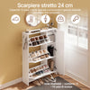 SoBuy FSR220-W, platzsparendes Schuhregal 24 cm im nordischen Design für den Eingangsbereich | Schuhregal mit Klapptür, Kapazität 12 Paar + 3 seitliche Schuhe, ideal für Flure und kleine Räume