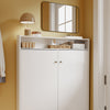 SoBuy FSR227-E-W Scarpiera Slim 15 cm con Luce LED e 2 Ante, Bianco - immagine 6/12