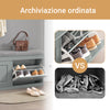 SoBuy FSR64-HG+FSR79-HG, Set Ingresso Grigio con Panchina Scarpe e Armadietto a Cassettoni Ribaltabili | Profondità 24 cm