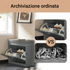 SoBuy FSR82-K-HG+FSR79-HG, Set Ingresso Grigio con Panchina Scarpe e Armadietto a Cassettoni Ribaltabili | Profondità 24 cm