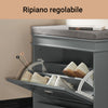 SoBuy FSR82-K-HG+FSR79-HG, Set Ingresso Grigio con Panchina Scarpe e Armadietto a Cassettoni Ribaltabili | Profondità 24 cm