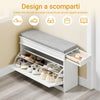 SoBuy FSR82-L-WG Scarpiera Salvaspazio Slim con Seduta Panca Scarpiera da Ingresso Contenitore in Legno Mobile Scarpiera Ingresso per Scarpe, 75x24x51cm Effetto Legno Invecchiato Bianco