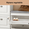 SoBuy FSR82-L-W+FSR94-W, Set Ingresso Bianco con Panchina Scarpe e Armadietto Alto a Cassettoni Ribaltabili | Profondità 24 cm