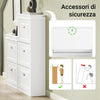 SoBuy FSR82-L-W+FSR94-W, Set Ingresso Bianco con Panchina Scarpe e Armadietto Alto a Cassettoni Ribaltabili | Profondità 24 cm