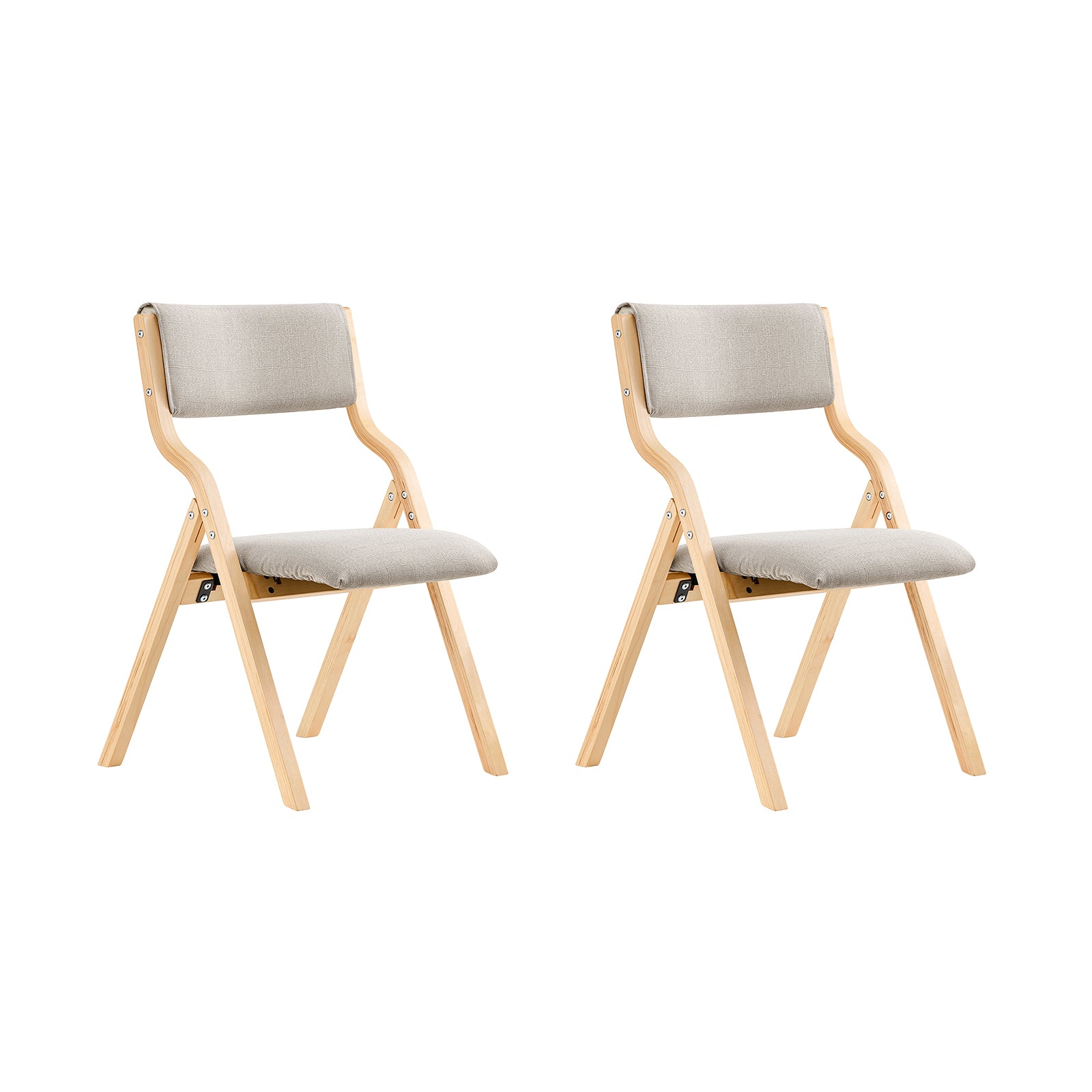 2 Sedie Pieghevoli Con Seduta Imbottita – Per Interno Ed Esterno, Design Salvaspazio, Legno Di Betulla, Grigio