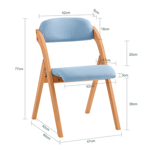 Сгъваем стол Sobuy, кухненски стол с подплатена седалка и облегалка, стол за буково бюро, FST92-BL