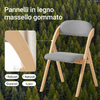 SoBuy FST92-Nx2, Sedia Pieghevole in Legno Set da 2 Poltrona Imbottita da Cucina, Sedie da Interno per Ufficio, Balcone, Giardino – Sedie Pieghevoli Salvaspazio Richiudibili in Faggio, Grigio Chiaro