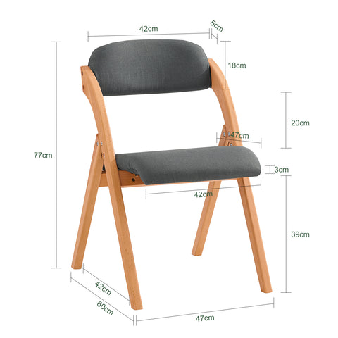 Сгъваем стол Sobuy, кухненски стол с подплатена седалка и облегалка, стол за букови бюро, FST92-SG