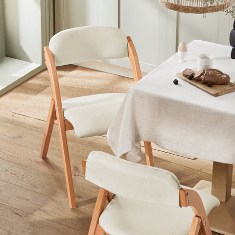 Сгъваем стол Sobuy, кухненски стол с подплатена седалка и облегалка, стол за буково бюро, FST92-W