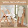 SoBuy FST92-Wx2, Sedia Pieghevole in Legno Set da 2 Poltrona Imbottita da Cucina, Sedie da Interno per Ufficio, Balcone, Giardino – Sedie Pieghevoli Salvaspazio Richiudibili in Faggio, Bianco
