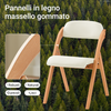 SoBuy FST92-Wx2, Sedia Pieghevole in Legno Set da 2 Poltrona Imbottita da Cucina, Sedie da Interno per Ufficio, Balcone, Giardino – Sedie Pieghevoli Salvaspazio Richiudibili in Faggio, Bianco
