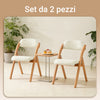 SoBuy FST92-Wx2, Sedia Pieghevole in Legno Set da 2 Poltrona Imbottita da Cucina, Sedie da Interno per Ufficio, Balcone, Giardino – Sedie Pieghevoli Salvaspazio Richiudibili in Faggio, Bianco