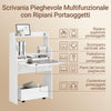 SoBuy FWT105-II-W Scrivania Pieghevole a Muro Scrivania Salvaspazio Richiudibile con Scatola Portaoggetti con Ruote Tavolo Pieghevole Bianco 64x63x101 cm