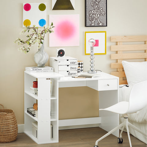 Собуи бюро бяло бяло бюро маса с библиотека FWT35-W