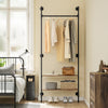 SoBuy KLS20-SCH, Wandgarderobe mit 2 MDF-Regalen, platzsparender Kleiderständer mit 45 kg Tragkraft, Kleiderschrank für Schlafzimmer und Eingang, 91,5 x 48 x 220 cm, Industrieschwarz