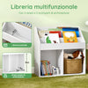 SoBuy KMB01-II-W Libreria Montessori per Bambini Scaffale Portagiochi 3 Ripiani+2 Contenitori Aperti Armadietto Cameretta Bianco Sicuro Libreria Giocattoli per Bambini in Legno Bianco 68x30x68 cm