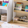 SoBuy KMB121-WN, Libreria Montessoriana per Bambini Porta Libri Bambini a 4 Ripiani Libreria Verticale Portagiochi Cameretta Bambina Bianco e Naturale 60x15x130.5 cm