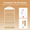 SoBuy KMB121-WN, Libreria Montessoriana per Bambini Porta Libri Bambini a 4 Ripiani Libreria Verticale Portagiochi Cameretta Bambina Bianco e Naturale 60x15x130.5 cm