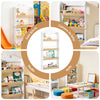 SoBuy KMB121-WN, Libreria Montessoriana per Bambini Porta Libri Bambini a 4 Ripiani Libreria Verticale Portagiochi Cameretta Bambina Bianco e Naturale 60x15x130.5 cm