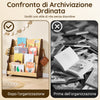 SoBuy KMB32-N Libreria Montessoriana per Bambini Scaffale Portagiochi Libreria da Terra Portariviste con 4 scomparti e 2 ganci Porta Giochi Bambini Contenitori Naturale 91x30x89 cm