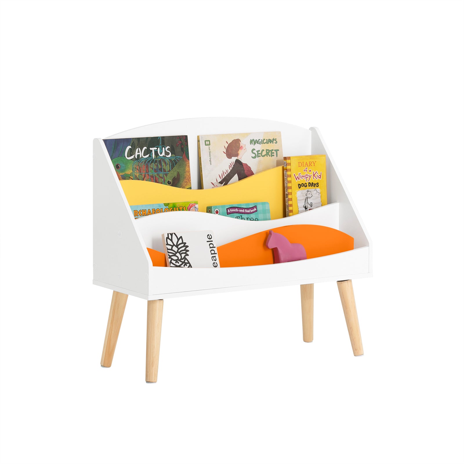 Libreria Per Bambini Scaffale Portaoggetti Mobili Per Cameretta Con Due  Cassetti In Tessuto Non Tessuto Bianco Naturale 100x35x80cm KMB85-W SoBuy