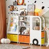 SoBuy Scaffale per giocattoli Libreria per bambini con scatole Scaffale portaoggetti Mobili per cameretta dei bambini bianco 26x50x110cm KMB67-W