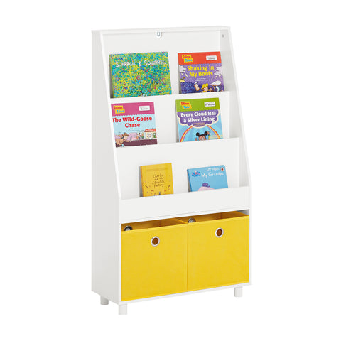 Детска шкафче Sobuy с 2 кутии рафтове за съхранение за деца мобилни за деца за деца бели 60x25x110 cm kmb69-w