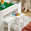 SoBuy Tavolo per bambini con 2 sgabelli Set mobili per bambini Tavolo da gioco con spazio di archiviazione 87x50x50 cm KMB75-W