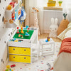 SoBuy Tavolo per bambini con 2 sgabelli Set mobili per bambini Tavolo da gioco con spazio di archiviazione 87x50x50 cm KMB75-W