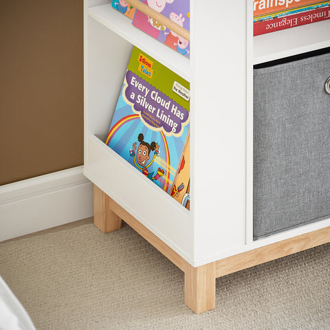 Sobuy детски шкафове за шкафчета за книги мебели за спалня с две естествени бели нетъкани чекмеджета 100x35x80cm kmb85-w