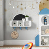 SoBuy Appendiabiti a muro per bambini con 1 lavagna a semicerchio Scaffale per bambini Bianco-Azzurro 70 x 20 x 53 cm KMB86-W