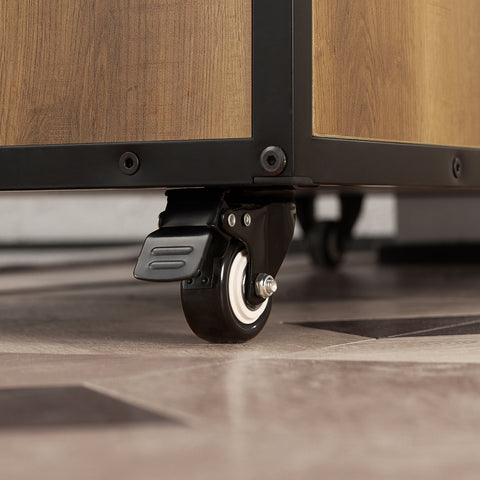 Кухненска количка Sobuy, Credenza, кухненски полуостров с винтидж колела в стил Morrone, KNL02-PF